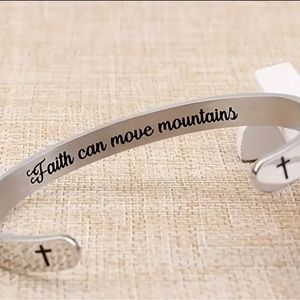 Silver Stainless Steel Engraved Christian Inspirational Cuff Bracelet Jewelry